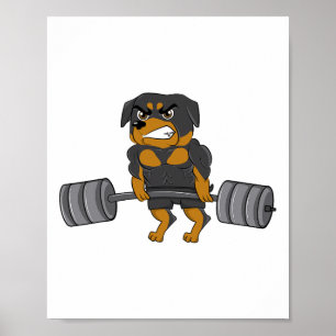 Rottweiler Weightlifting Bodybuilding Dog Shirt Fo Poster