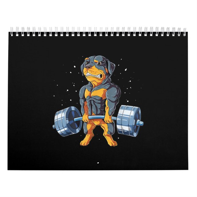 Rottweiler Weightlifting Funny Deadlift Men Fitnes Calendar (Cover)