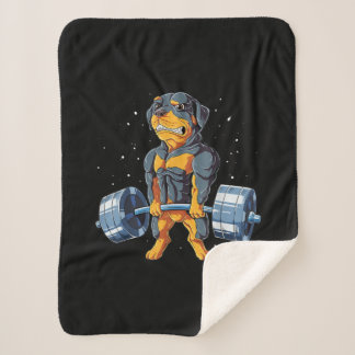 Rottweiler Weightlifting Funny Deadlift Men Fitnes Sherpa Blanket