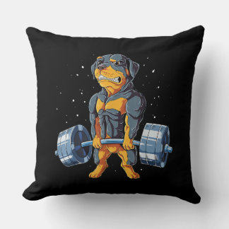 Rottweiler Weightlifting Funny Deadlift Men Fitnes Throw Pillow