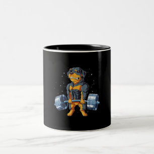 Rottweiler Weightlifting Funny Deadlift Men Fitnes Two-Tone Coffee Mug
