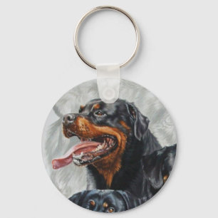 Rottweiler wGhost Keychain