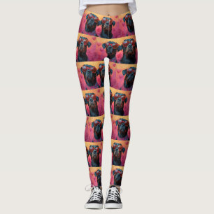 Rottweiler With Heart Roses Valentine's Day Leggings