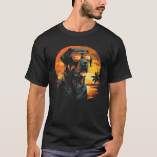 Rottweiler With Sunglasses Funny Retro Vintage Dog T-Shirt