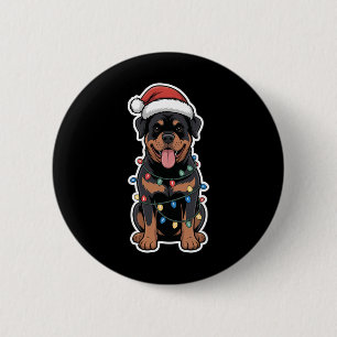 Rottweiler Wrapped In Christmas Lights 2 Inch Round Button