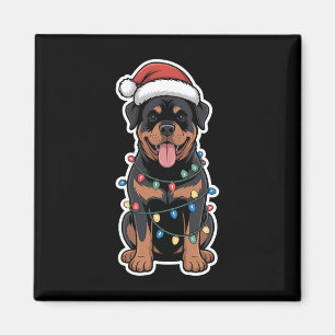 Rottweiler Wrapped In Christmas Lights Magnet