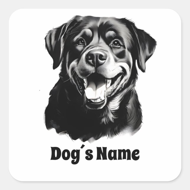 Rottweilers Black and White Silhoutte Square Sticker (Front)