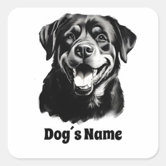 Rottweilers Black and White Silhoutte Square Sticker