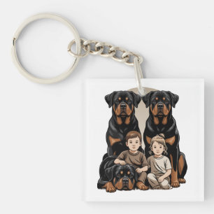 Rottweilers, Family Guard Keychain