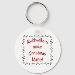 Rottweilers Make Christmas Merry Keychain