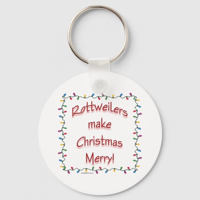 Rottweilers Make Christmas Merry Keychain (Front)