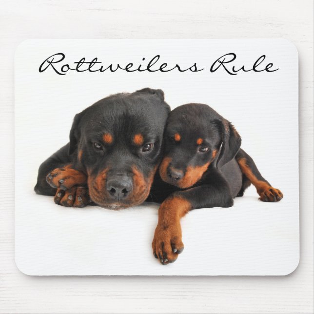 Rottweilers Rule Mom and Puppy Rottweiler Mousepad (Front)