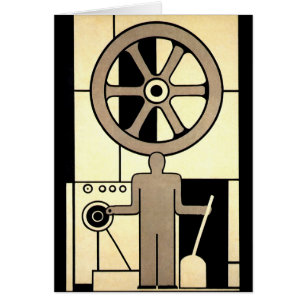 Roue d'affaires Art déco vintage et travailleur au