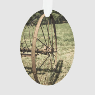 Roue du râteau de foin vieilli