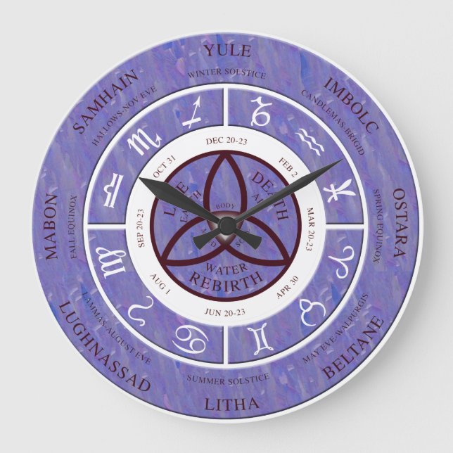 roue wiccan de l'année horloge sur marbre look ble (Recto)