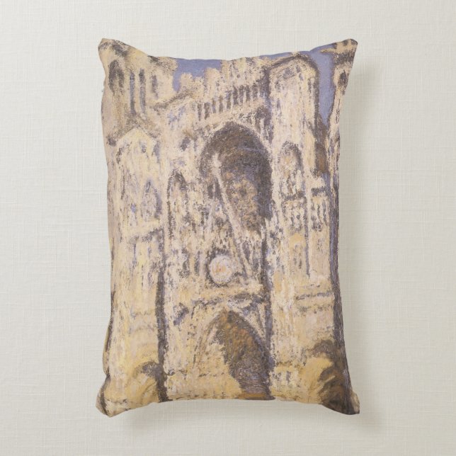 Rouen Cathedral, Harmony Blue Gold by Claude Monet Decorative Pillow (Front(Vertical))