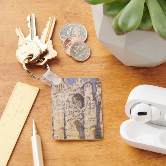 Rouen Cathedral, Harmony Blue Gold by Claude Monet Keychain (Desk)