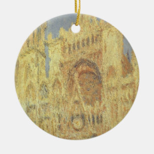 Rouen Cathedral, Sunset by Claude Monet Ceramic Ornament
