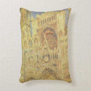 Rouen Cathedral, Sunset by Claude Monet Decorative Pillow