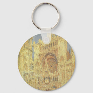 Rouen Cathedral, Sunset by Claude Monet Keychain