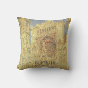Rouen Cathedral, Sunset by Claude Monet Throw Pillow