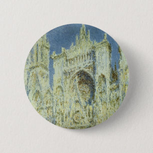 Rouen Cathedral West Facade Sunlight, Claude Monet 2 Inch Round Button