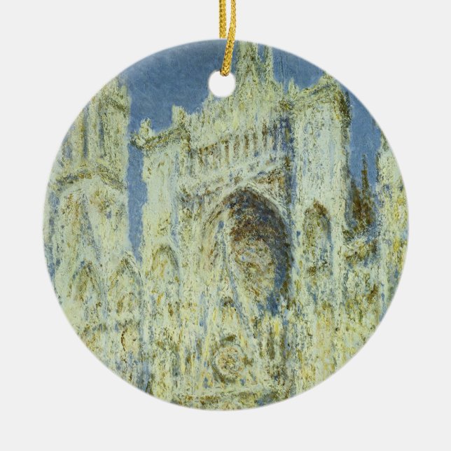 Rouen Cathedral West Facade Sunlight, Claude Monet Ceramic Ornament (Front)