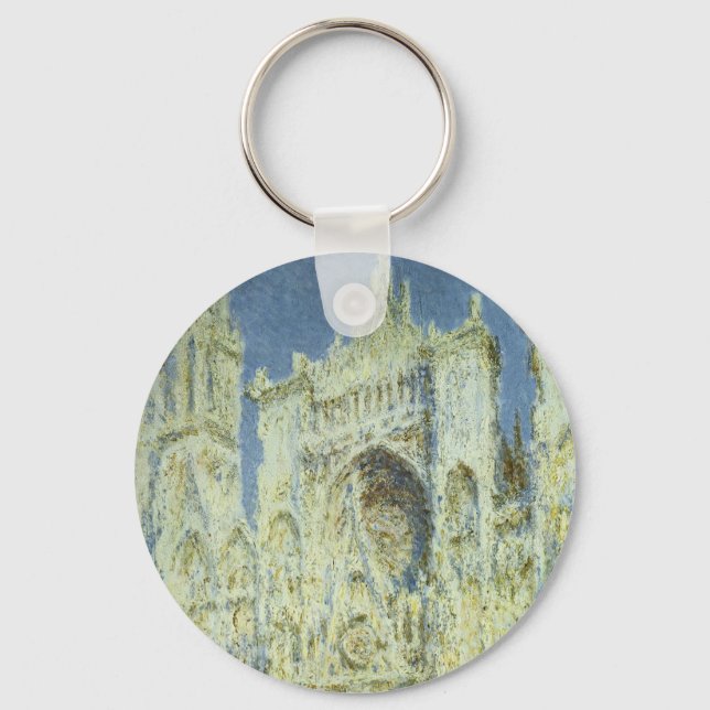 Rouen Cathedral West Facade Sunlight, Claude Monet Keychain (Front)