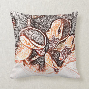 rouen ducklings sketch cute baby duck throw pillow