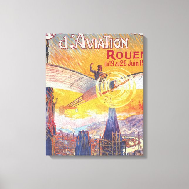 Rouen, France - Pilot and Plane Canvas Print (Front)