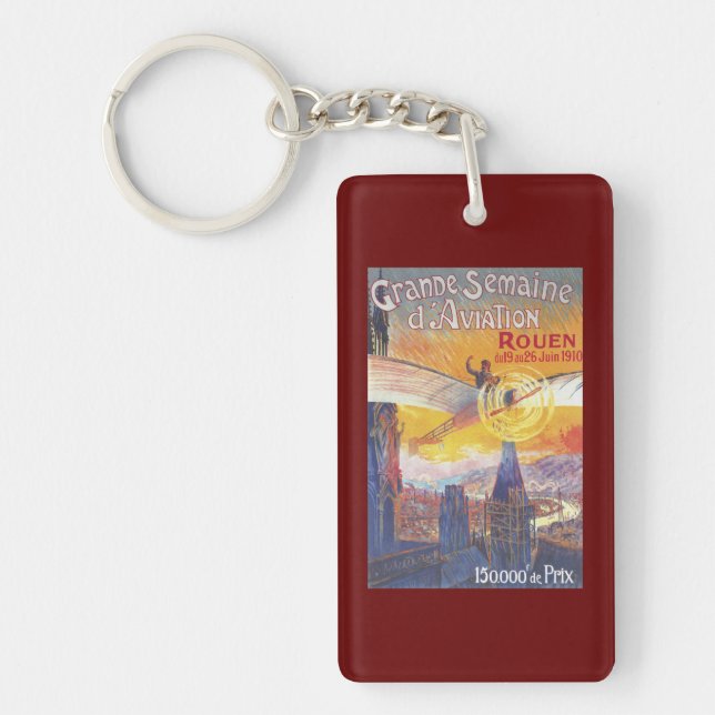 Rouen, France - Pilot and Plane Keychain (Front)