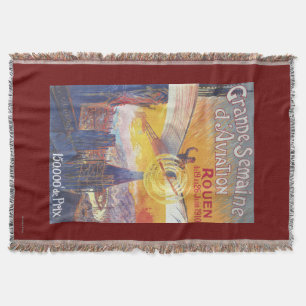 Rouen, France - Pilot and Plane Throw Blanket