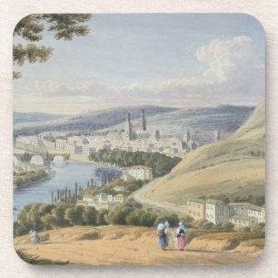 Rouen from Mont Sainte-Catherine (w/c on paper) Coaster