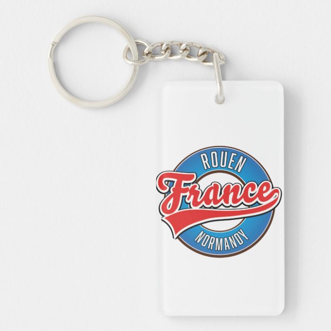 Rouen Normandy France retro logo Keychain (Front)