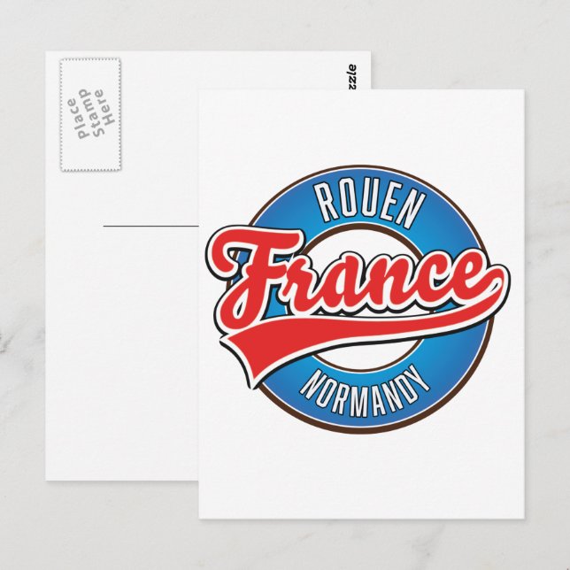 Rouen Normandy France retro logo Postcard (Front/Back)