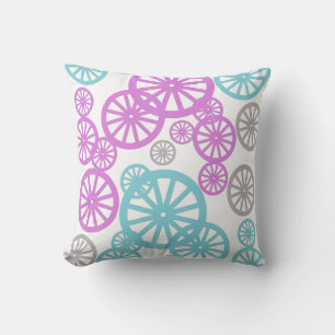 Roues de couleurs pastel élégantes Coussin rond