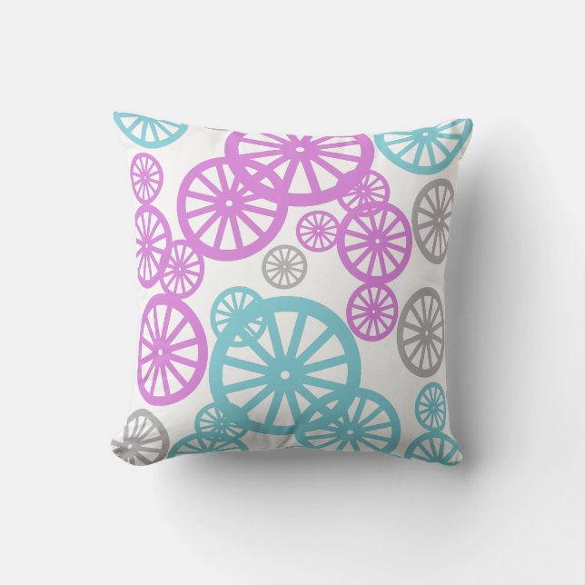 Roues de couleurs pastel élégantes Coussin rond (Recto)