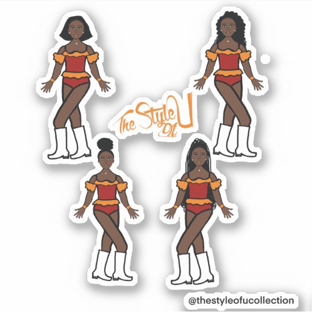 Rouffre Majorette / Stickers Danseuse Orange/Rouge (Devant)