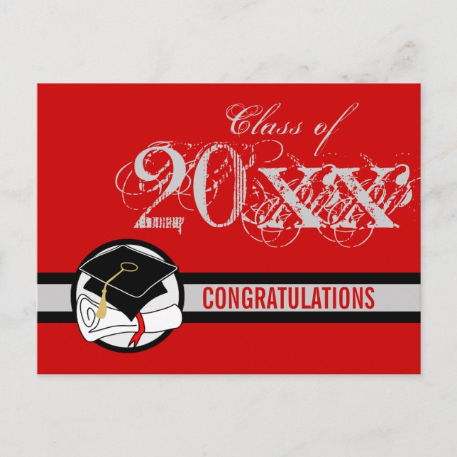 Rouge 1 de diplôme de carte postale d'obtention du (Devant)