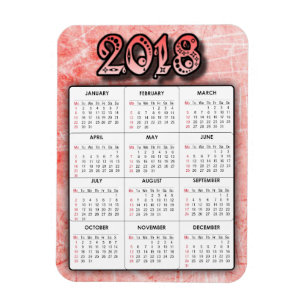 Rouge 2018 Calendrier Réfrigérateur Magnet
