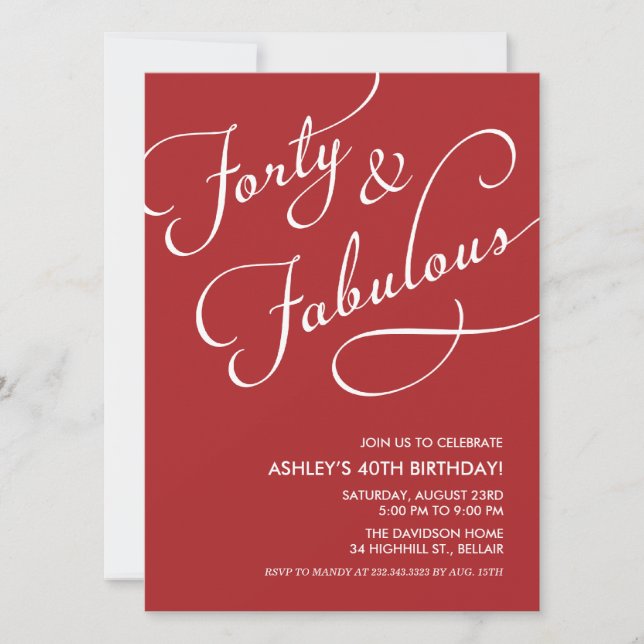 Rouge 40 et invitations fabuleuses (Devant)