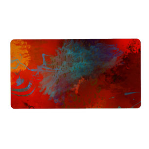 Rouge, Aqua & Gold Grunge Digital Art Abstrait