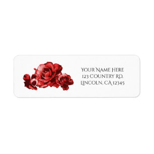 Rouge Aquarelle Vintage Roses Faire-part de mariag