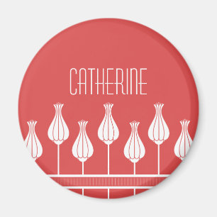Rouge Art déco magnet floral