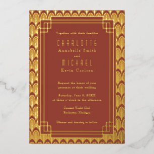 Rouge Art Déco or Vintage Foil Invitation