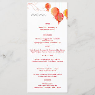 Rouge Asiatique Lanternes Blanc Menu Réception Mar