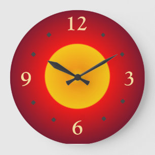 Rouge avec la pleine horloge murale jaune de Moon>
