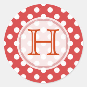 Rouge Avec Stickers Monogramme Polka-dot Blanc