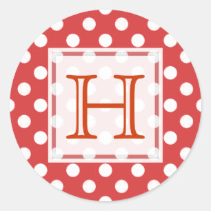 Rouge Avec Stickers Monogramme Polka-dot Blanc
