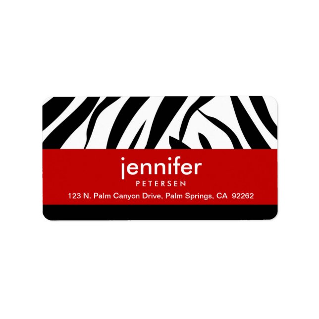 Rouge avec Zebra Print, Étiquette de adresse (Devant)